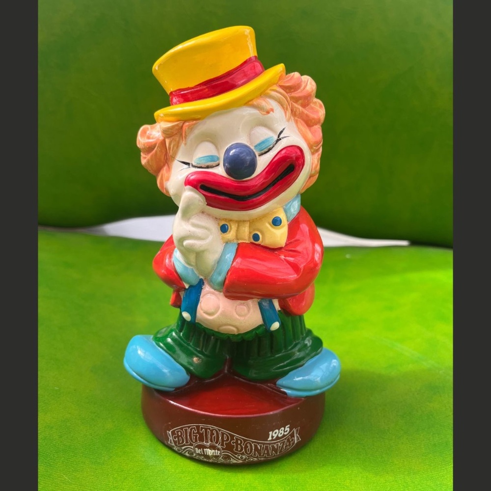 Vintage 1985 Del Monte Clown Coin Bank Big Top Bonanza 7" Never Used